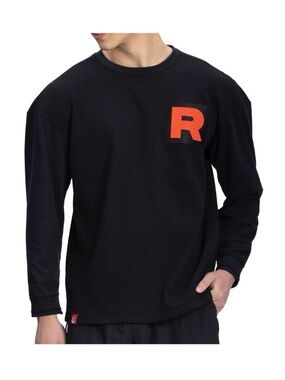 Pokémon Center Team Rocket Black Red Logo Crew Neck Long Sleeve Men's S T-Shirt
